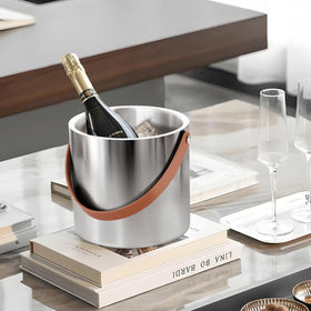 Bakpoco leather-handle ice bucket combines style and portability