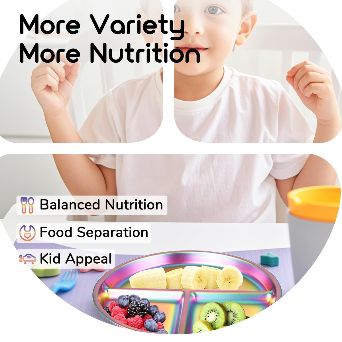 Bakpoco safety-certified steel plate suitable for child meals.