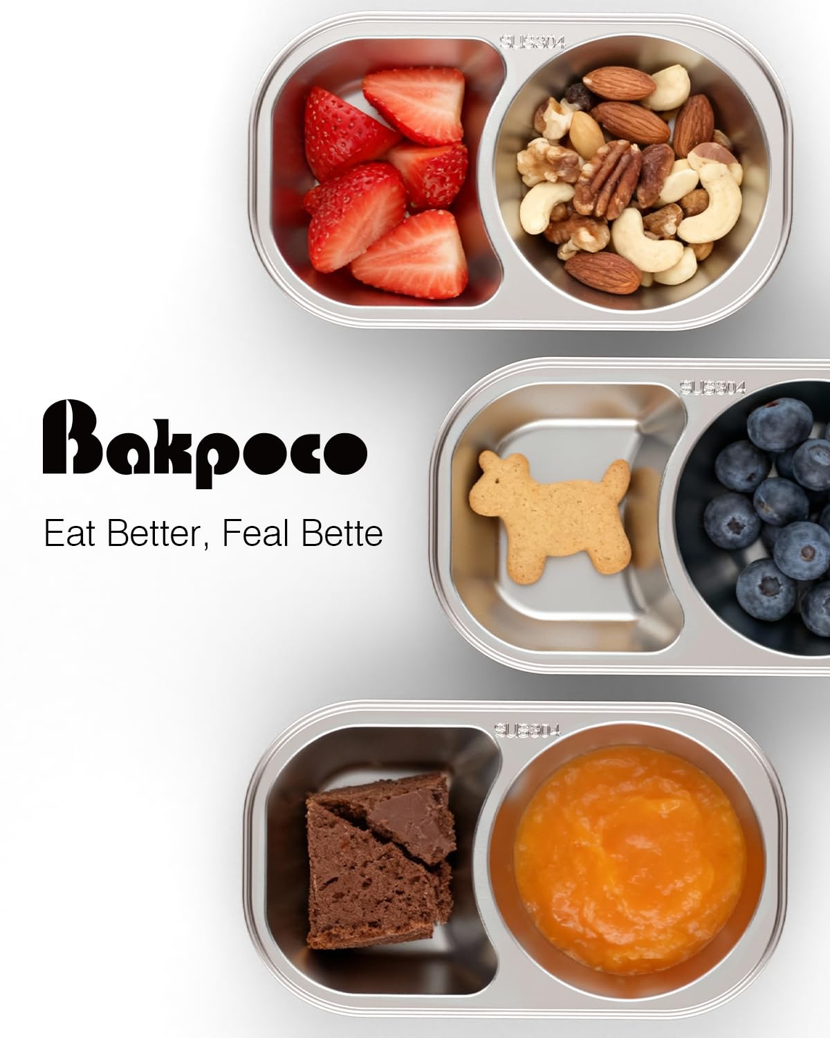 Bakpoco non-toxic stainless steel plates keep food clean