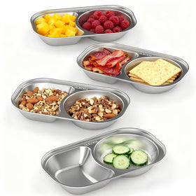 Bakpoco stainless steel toddler plates front view four-set for easy portion control
