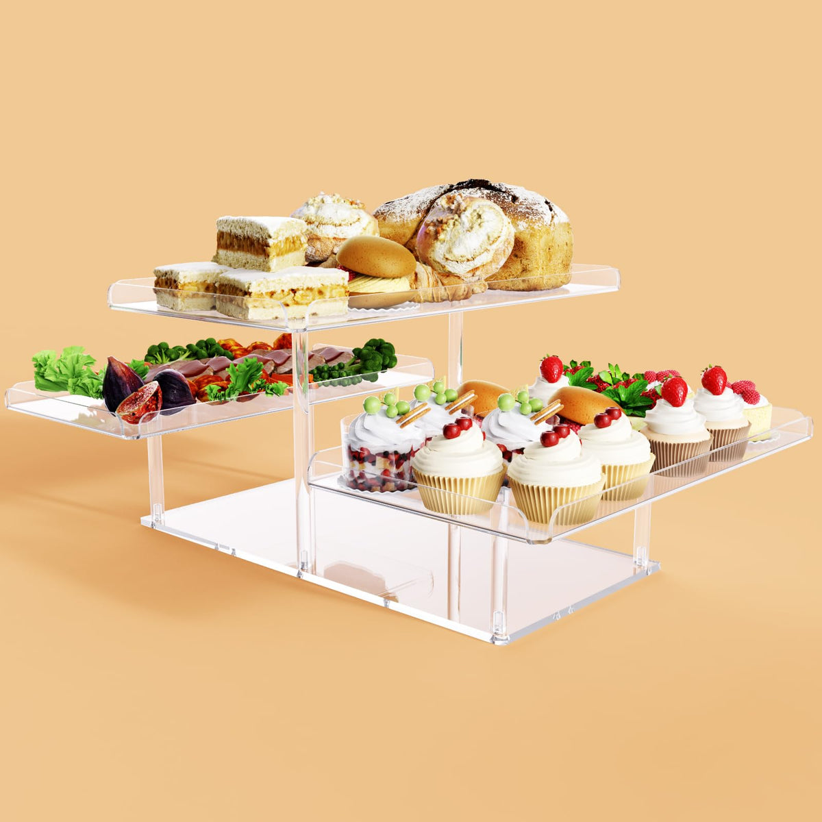 Bakzon acrylic cupcake stand featuring clear, sturdy construction for safe serving at parties.