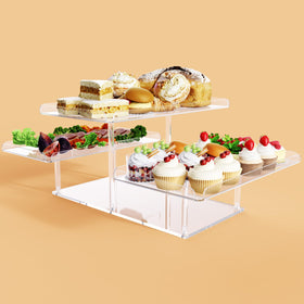 Bakzon acrylic cupcake stand featuring clear, sturdy construction for safe serving at parties.