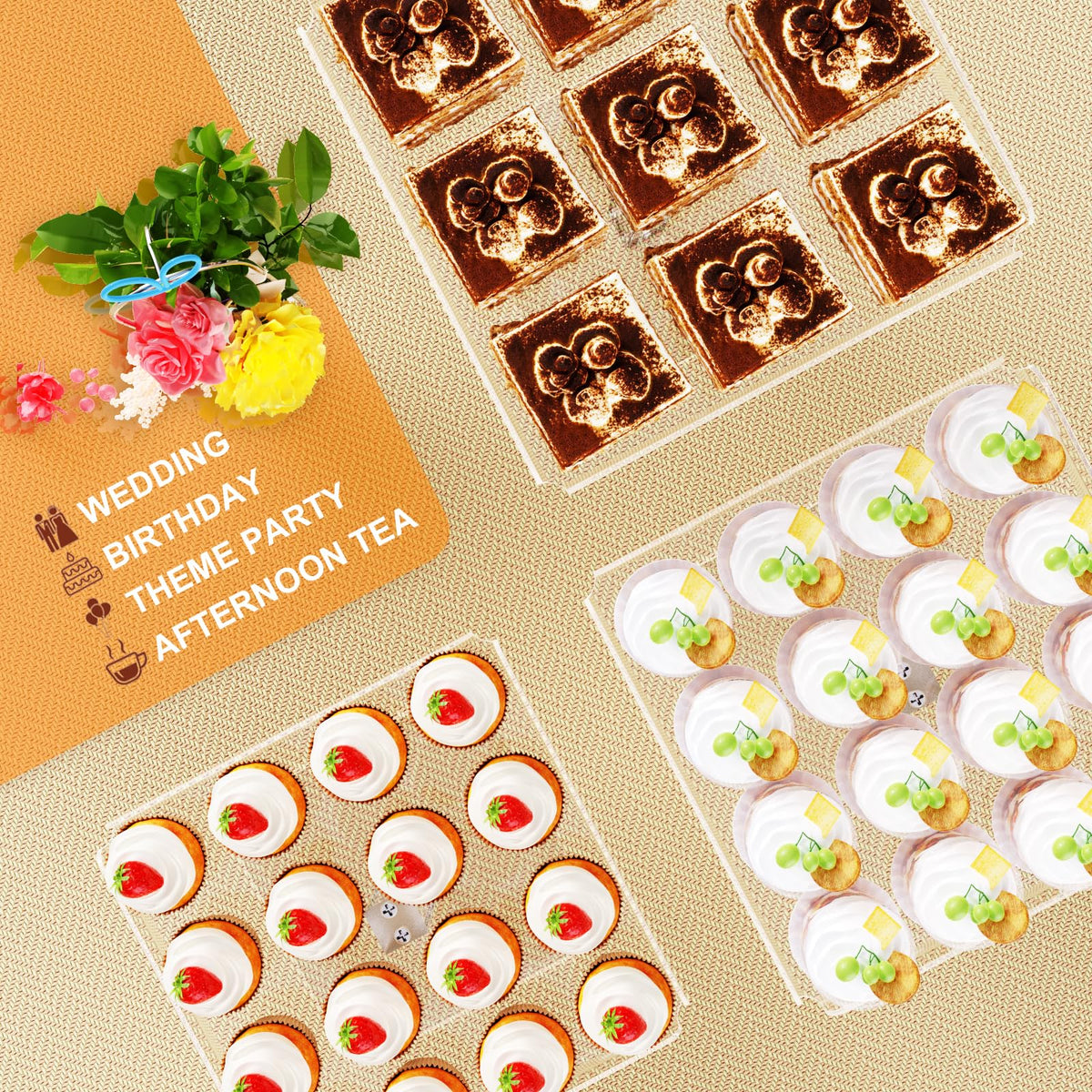 Bakzon three-tier acrylic dessert stand highlights elegant multi-tier display for events.