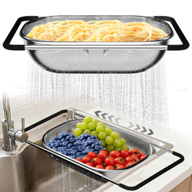 Balavina over the sink colander with extendable handle for easy draining.