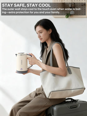 Balbali double-wall exterior stays cool during boiling.