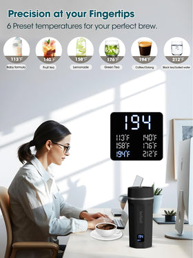Balbali travel kettle with 6-temp settings supports customizable brewing.