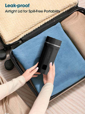 Balbali travel kettle compact size fits into bags for easy travel.