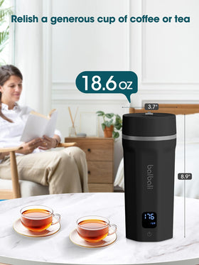 Balbali travel kettle vented lid reduces spills during operation.