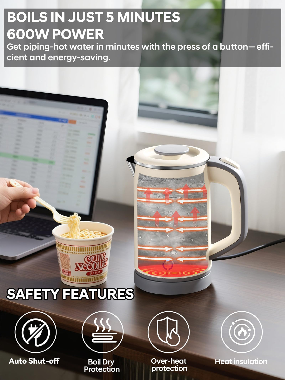 Balbali travel-ready kettle ideal for dorms, offices, and hotels.
