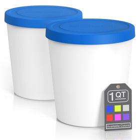 BALCI premium ice cream containers with blue lids offering airtight freezer storage.