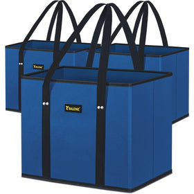 BALEINE 3-pack reusable grocery bags, foldable blue, ideal for clutter-free shopping