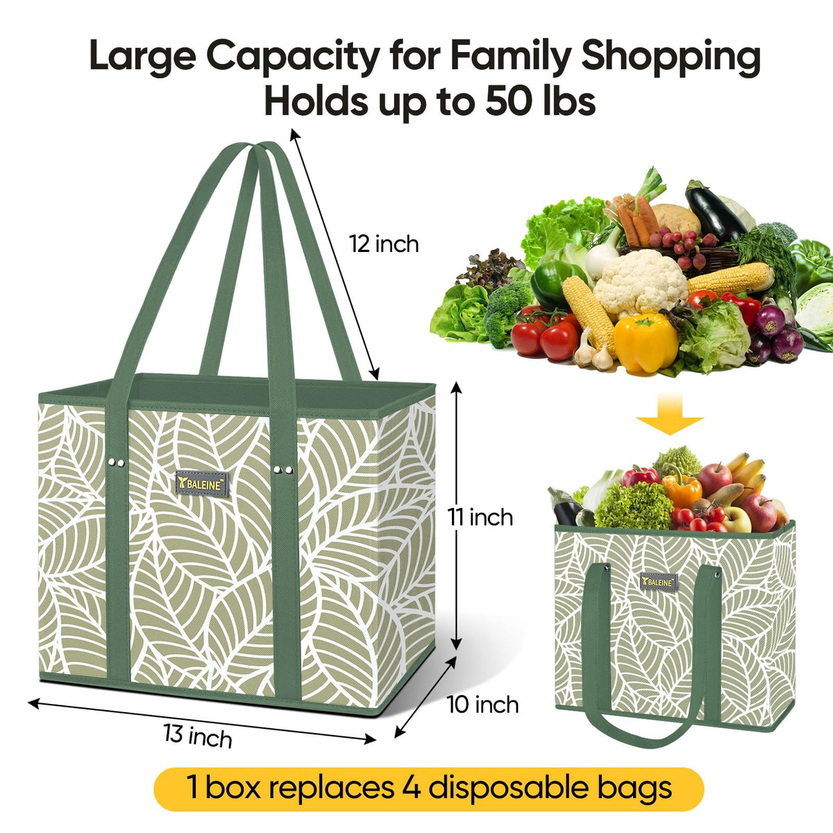 BALEINE Antique Foliage bags in cart for organized shopping.