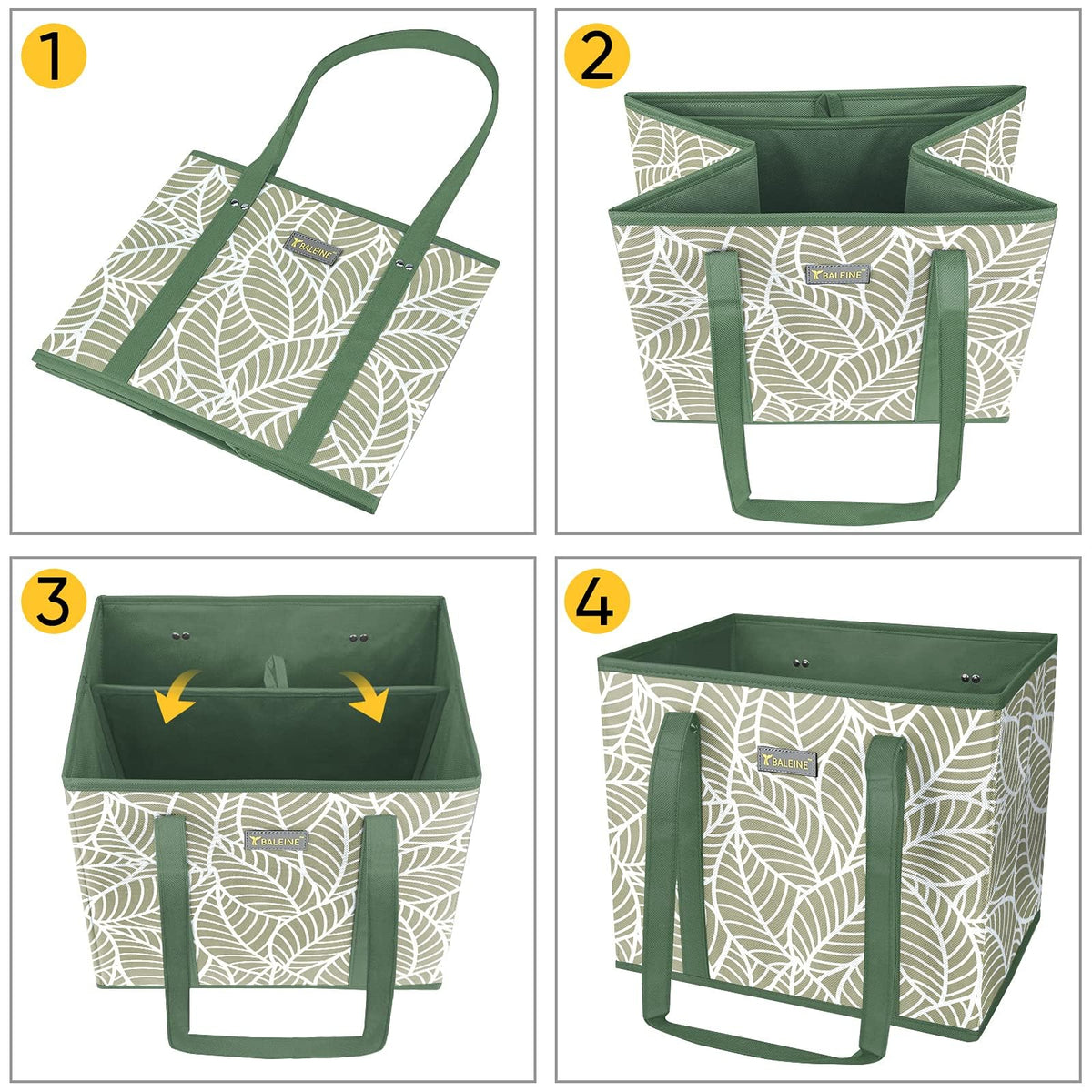 BALEINE Antique Foliage bags open tote for quick loading and accessibility.