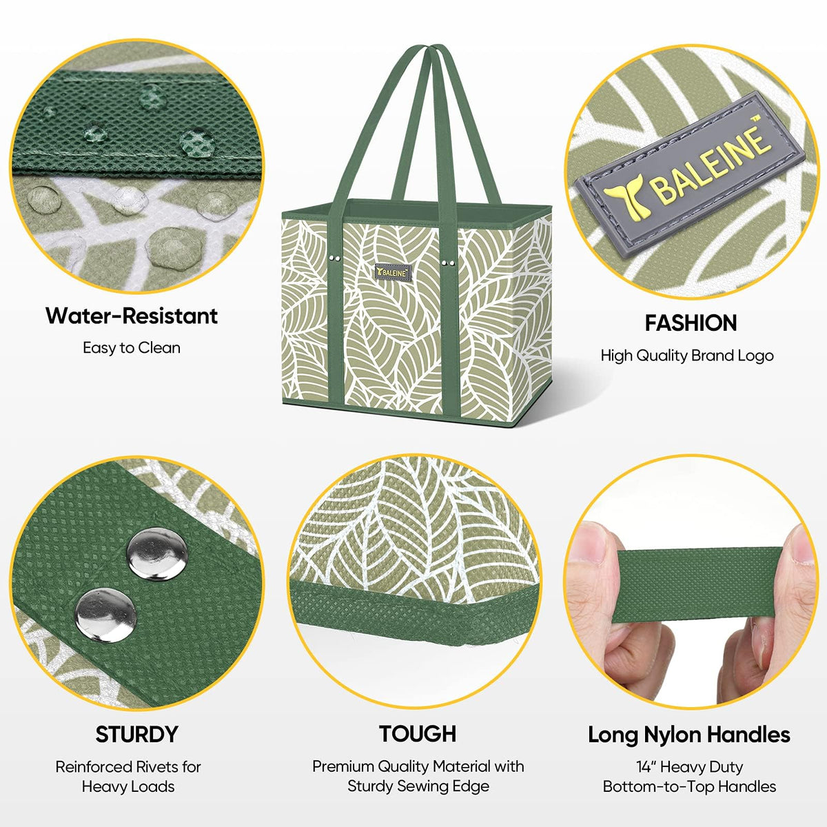 BALEINE Antique Foliage bags with reinforced bottom support heavy items.