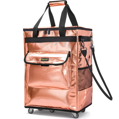 BALEINE bag on wheels in rose gold for effortless grocery transport.
