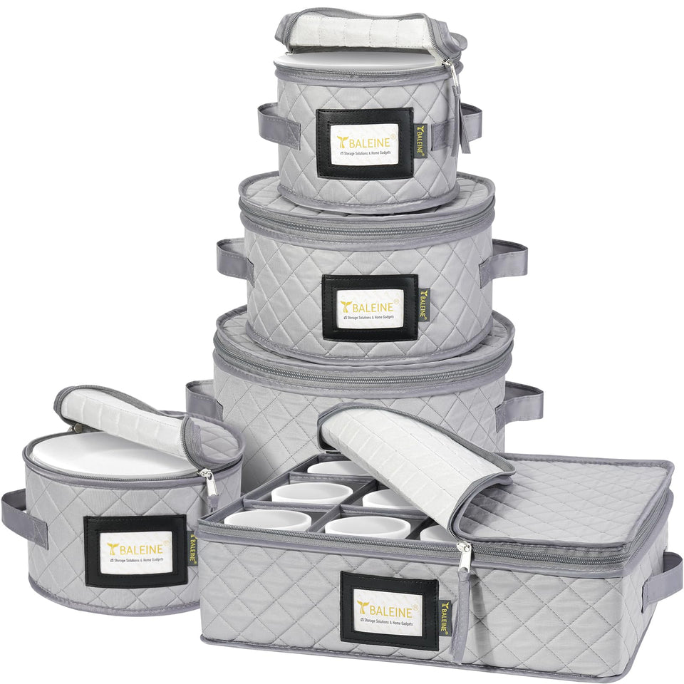 BALEINE china storage container with soft-shell grey and front window for easy content check