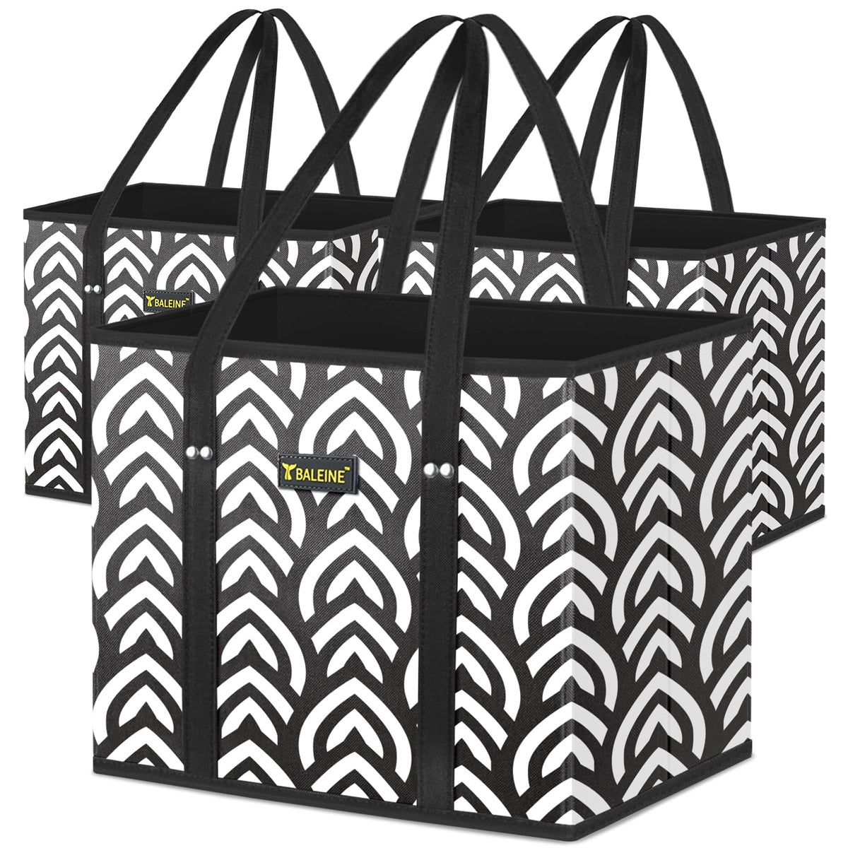 BALEINE Honeysuckle foldable grocery bags in a compact bundle for easy storage.