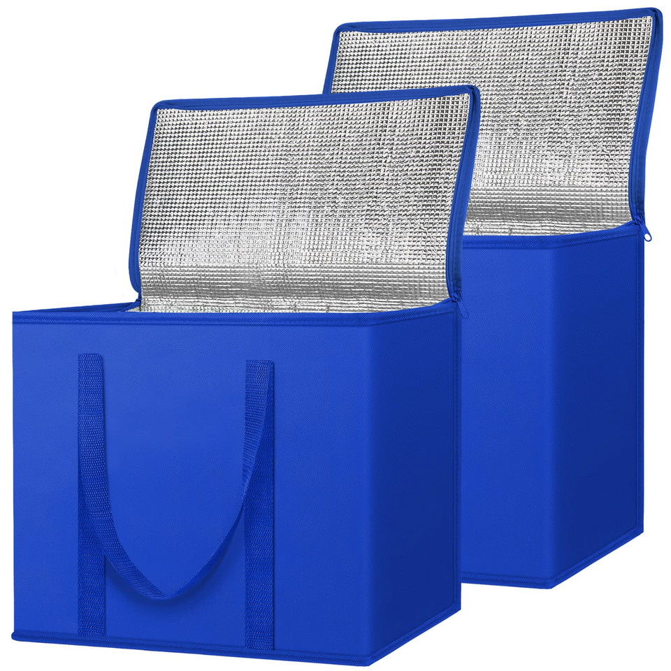 BALEINE insulated grocery bag in midnight blue, flat view, ideal for large grocery trips.