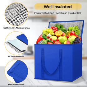 BALEINE insulated grocery bag midnight blue, open view, keeps groceries cool during transport.
