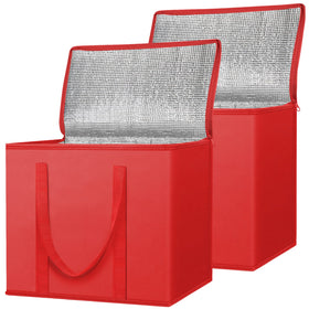 BALEINE insulated grocery bag 2-pack, front view shows spacious capacity and sturdy construction.