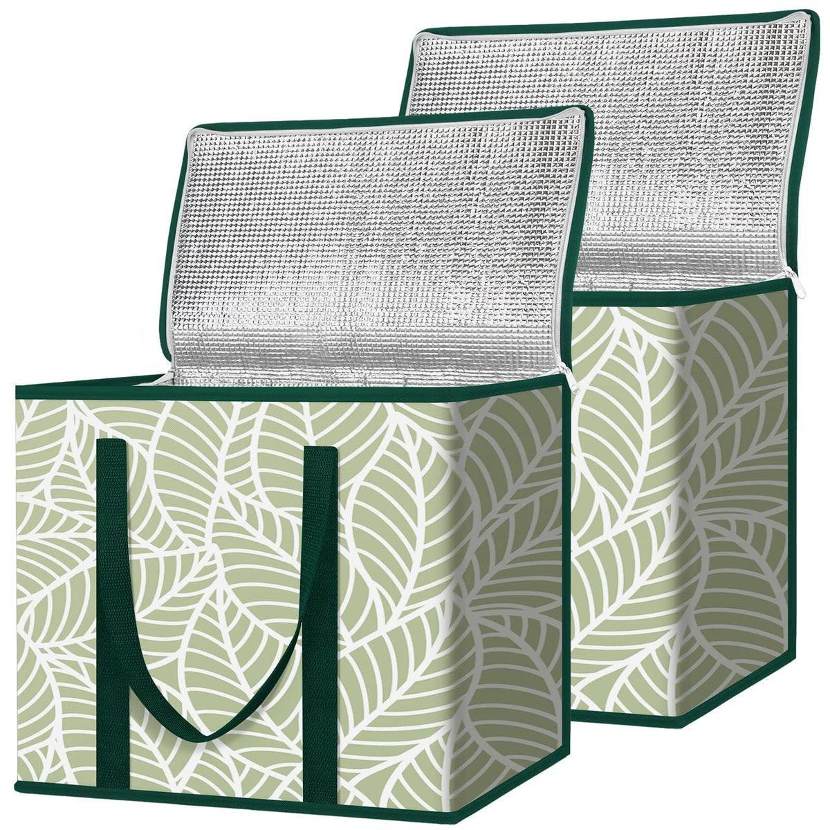 BALEINE insulated grocery bags antique foliage open for easy loading groceries.
