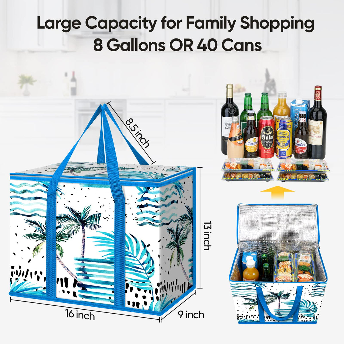 BALEINE Island Breeze collapsible cooler bag with long handles for easy transport.