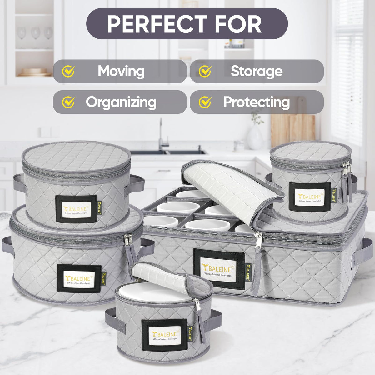 BALEINE moving-ready storage for dishes, cups, and stemware