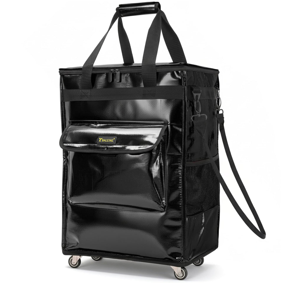 BALEINE rolling tote bag front view for easy grocery maneuverability