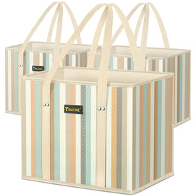 BALEINE 3Pk reusable bags with reinforced bottom for sturdy groceries.