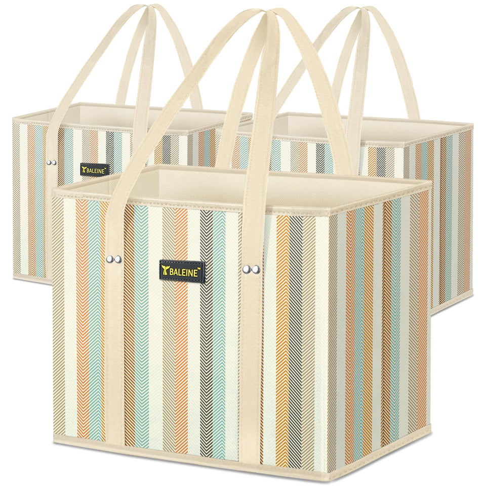 BALEINE 3Pk reusable bags with reinforced bottom for sturdy groceries.