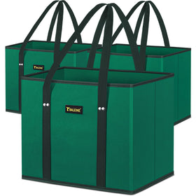 BALEINE 3Pk reusable grocery bags with foldable design and reinforced bottom for heavy loads.