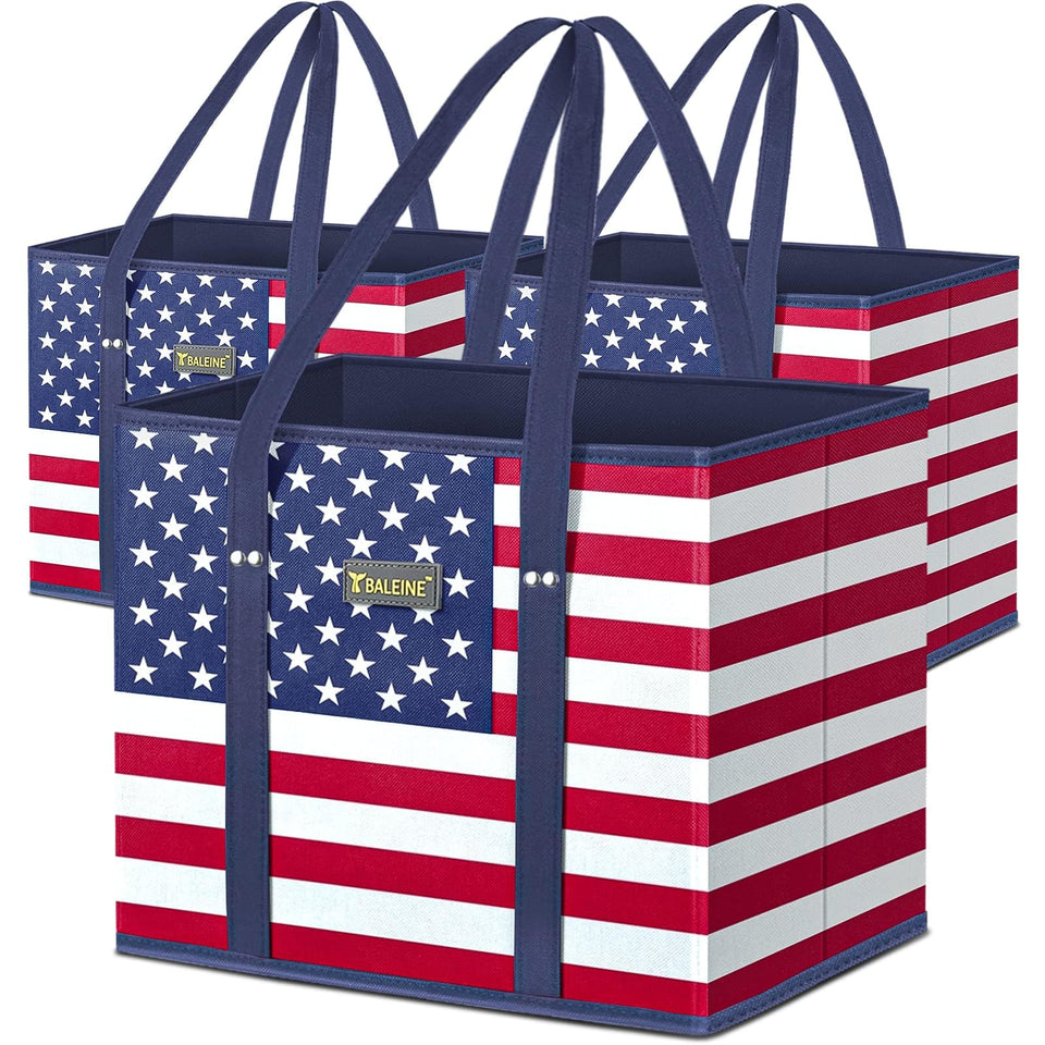 BALEINE 3Pk reusable grocery bags folded compactly for easy storage