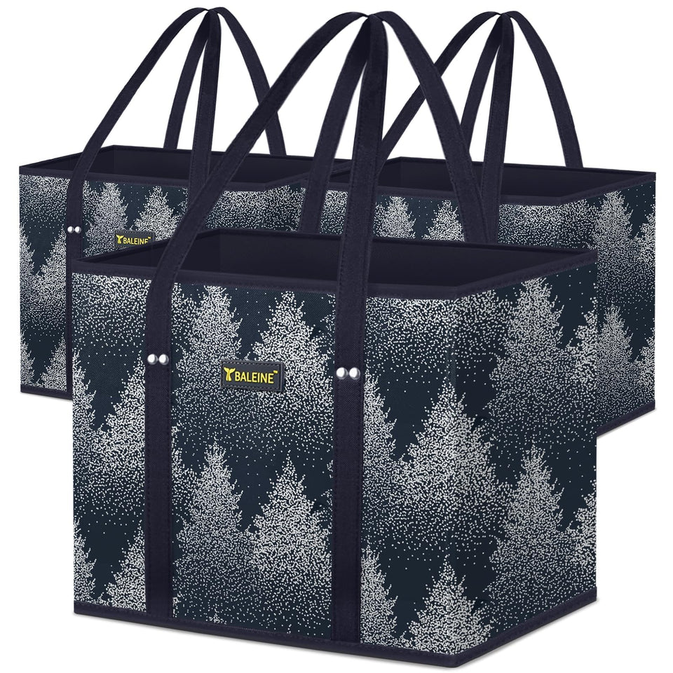 BALEINE 3Pk reusable grocery bags folded for compact, portable storage.