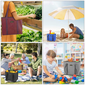 BALEINE 3PK gray bags with long 12 inch handles for easy carrying.