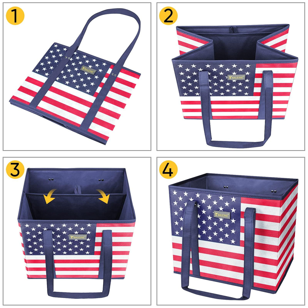 BALEINE patriotic celebration design suits grocery runs