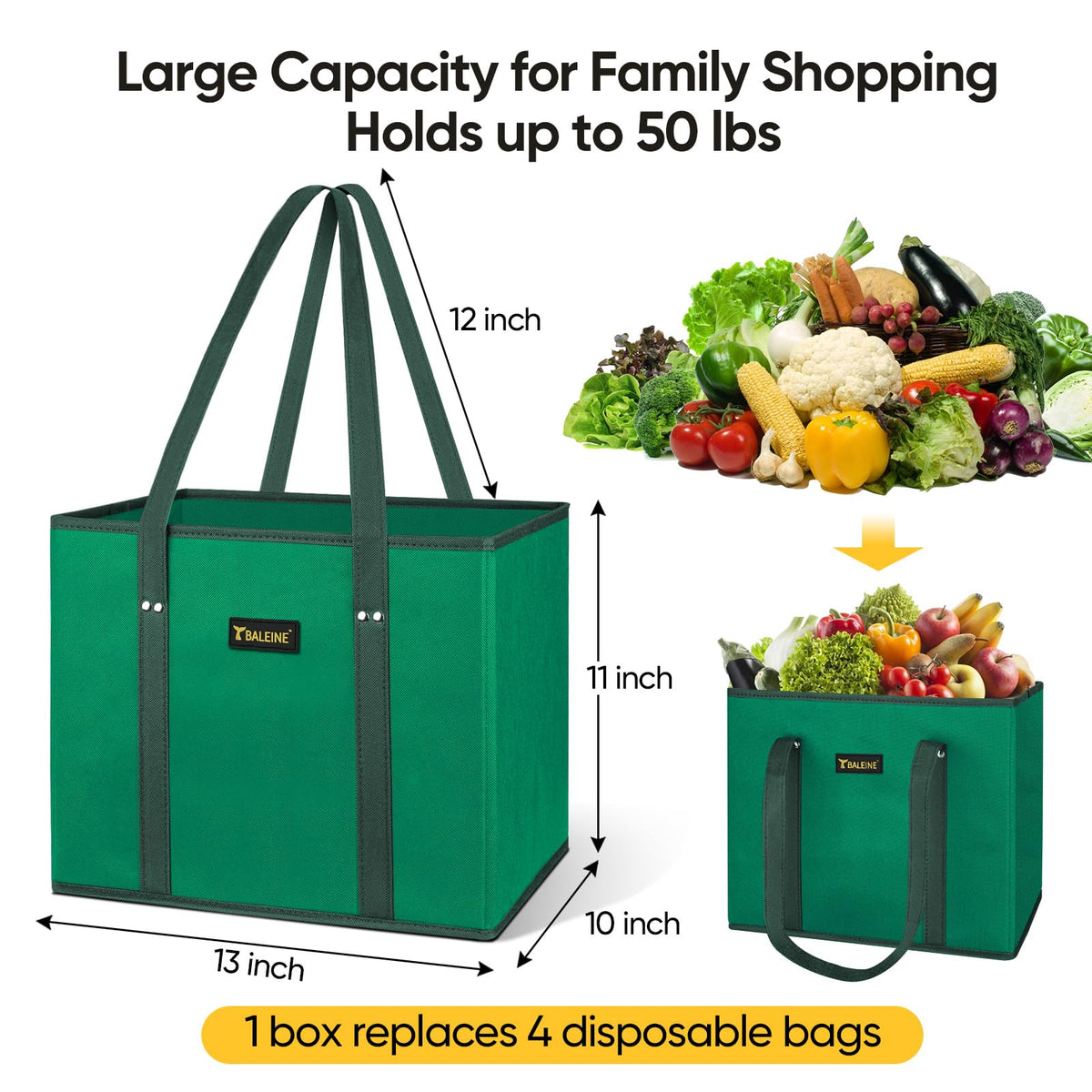 BALEINE bags feature extra-long handles for comfortable shoulder carry during long shopping trips.