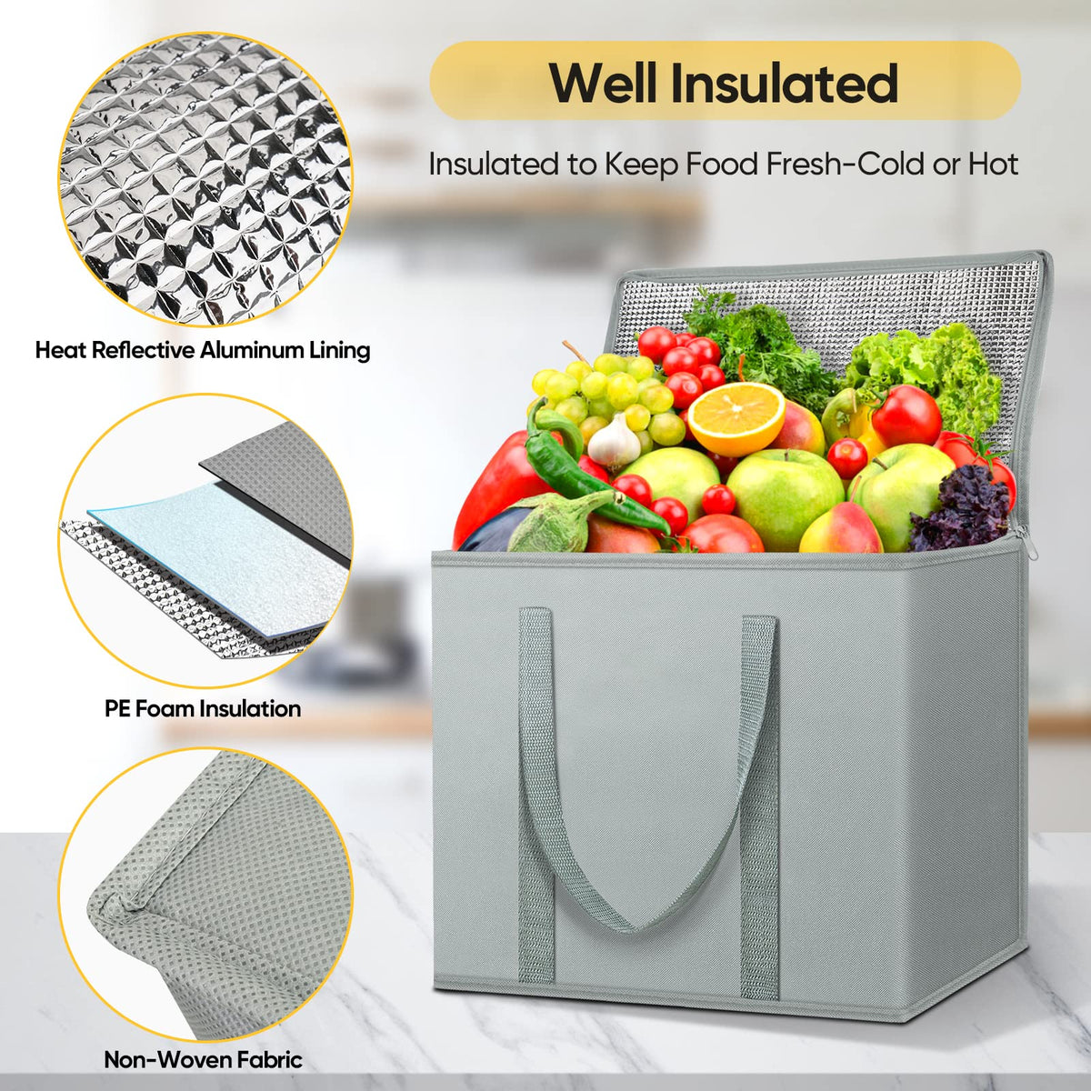 BALEINE collapsible cooler bag ready for loading groceries