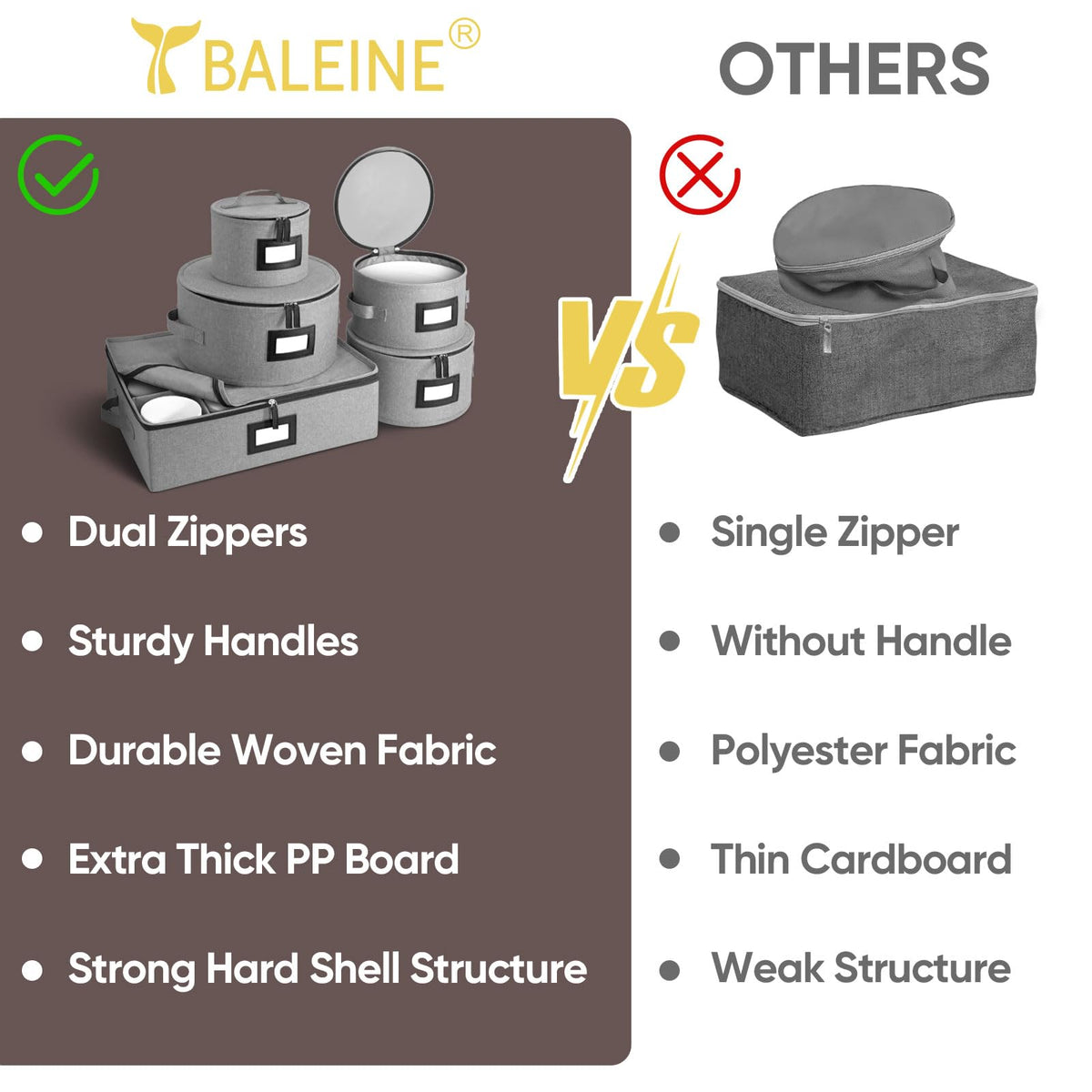 BALEINE durable carry handles and secure closures for easy transport.