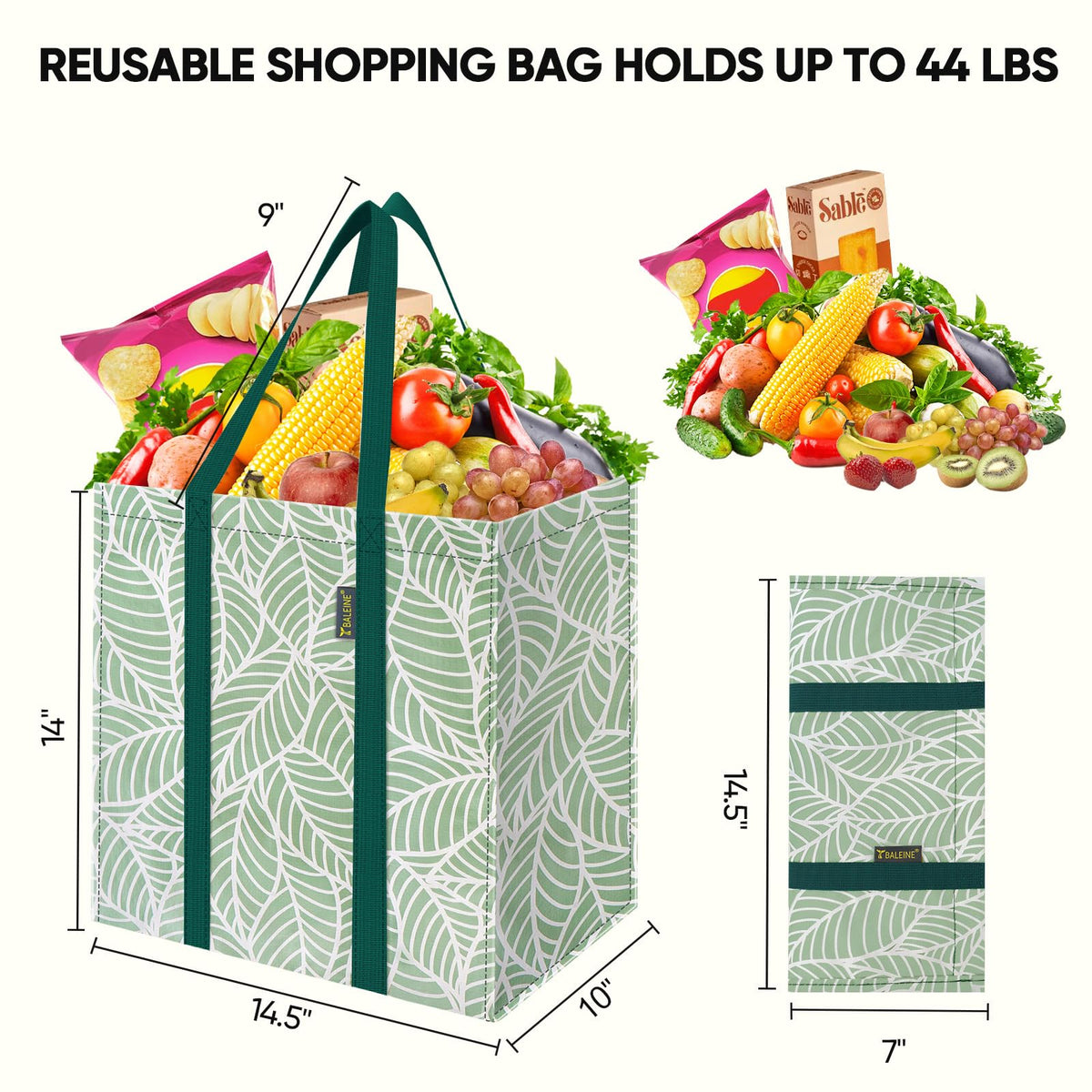 BALEINE bag uses tear-resistant material for tough shopping trips.