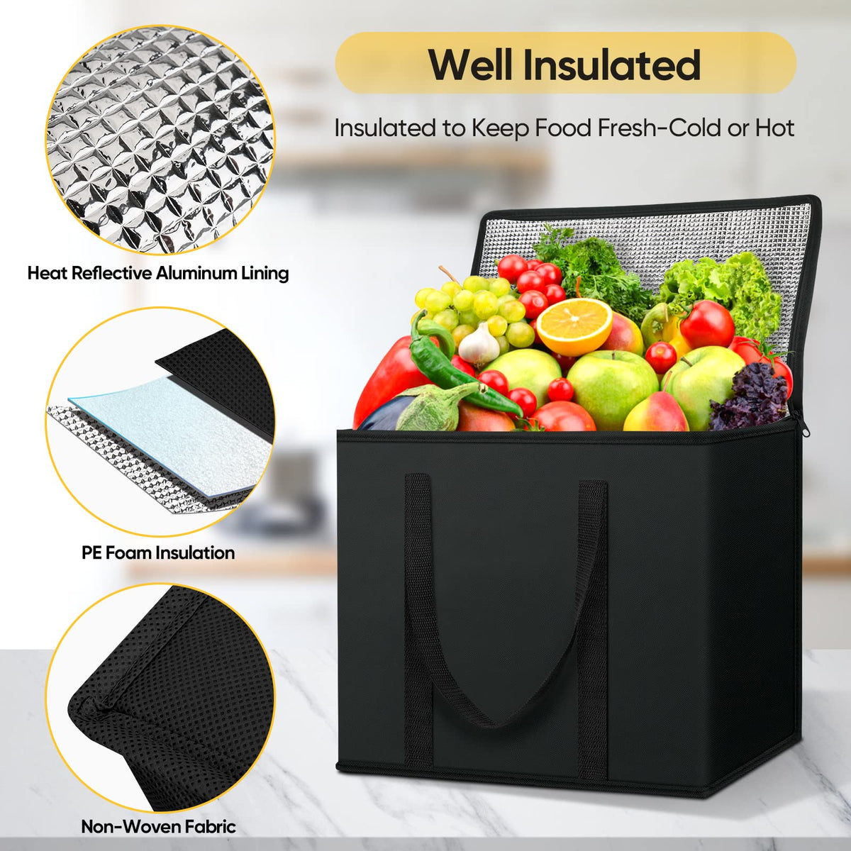 BALEINE heavy-duty insulated cooler bag keeps groceries fresh on the go.