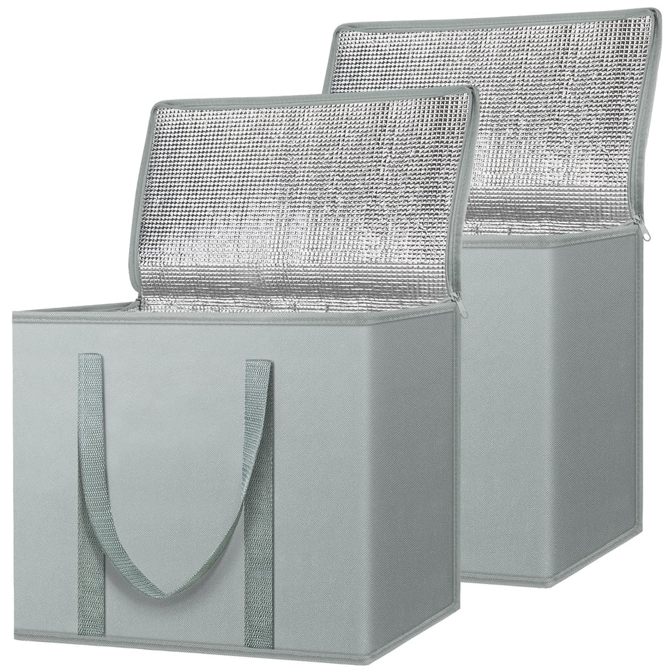 BALEINE insulated grocery bags in urban gray showing 2-pack versatility