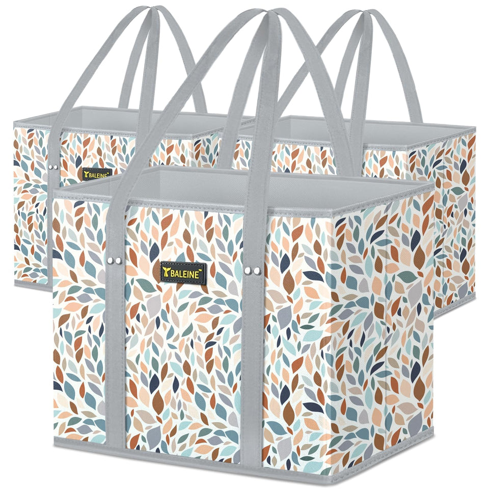 BALEINE Mosaic foldable tote bags in use for groceries, spacious and durable.