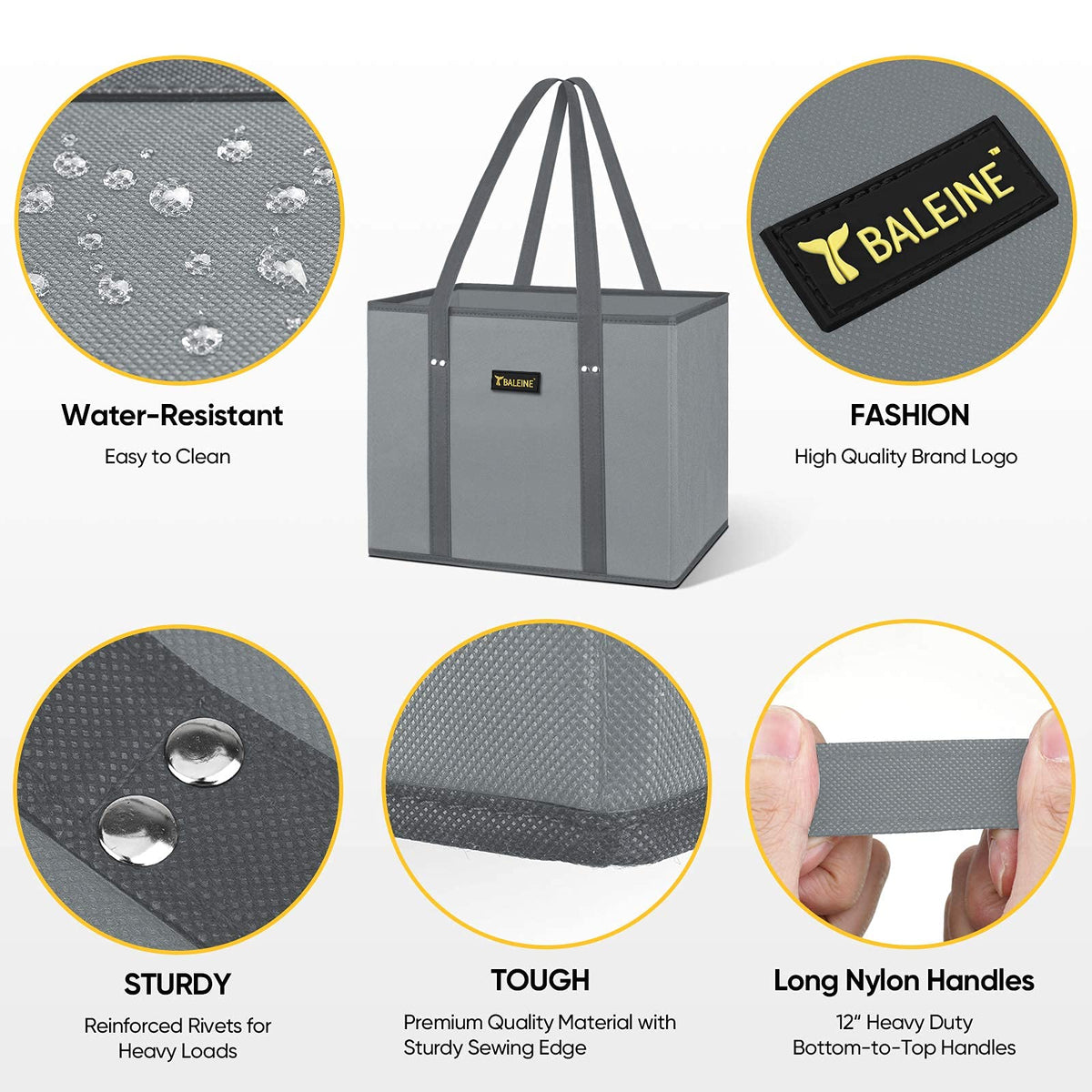 BALEINE sturdy handles support heavy groceries for comfortable carrying.