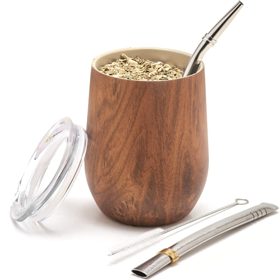 BALIBETOV premium stainless steel mate gourd with lid for durable, rust-free sipping