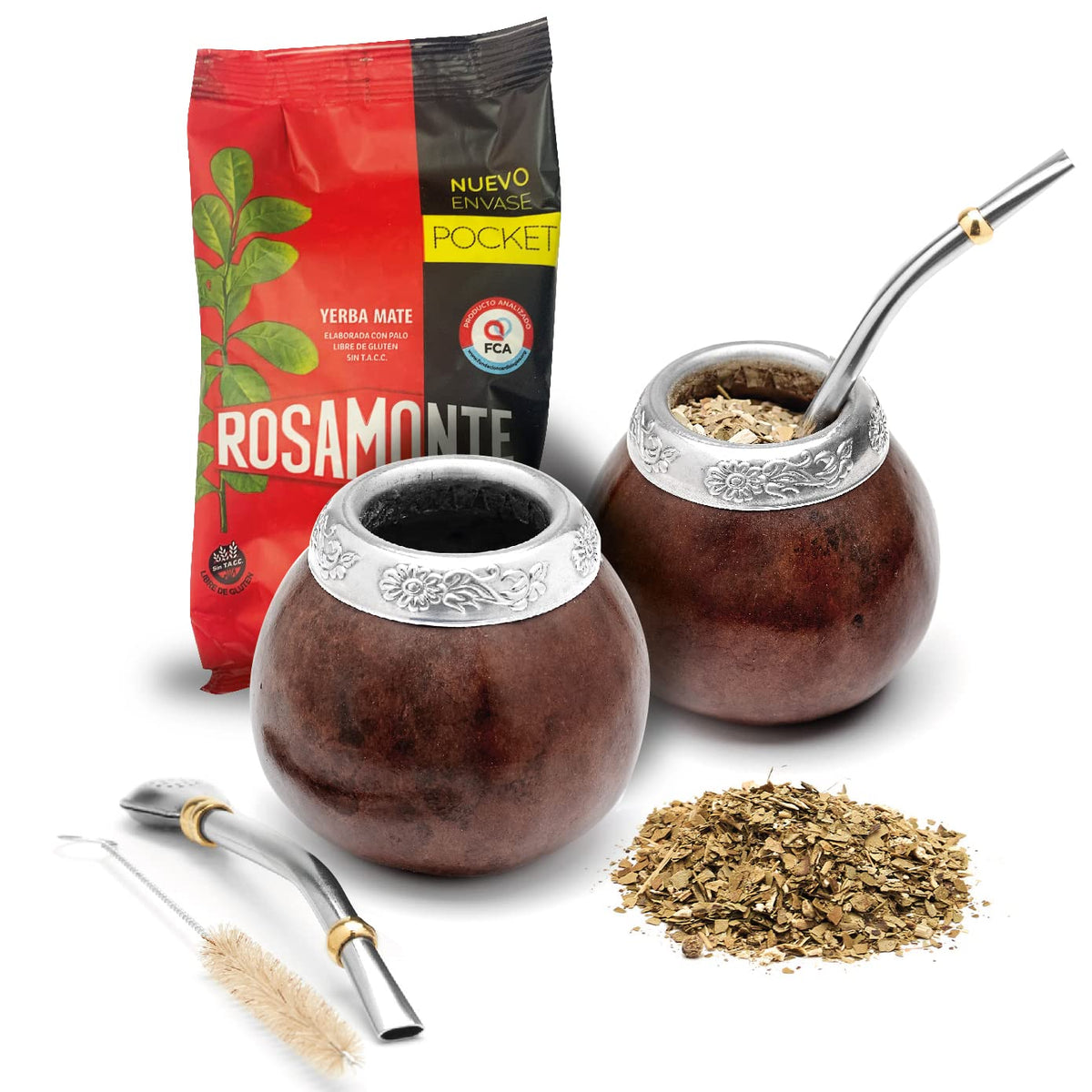 BALIBETOV traditional mate set with two gourds for authentic Argentine tea rituals.