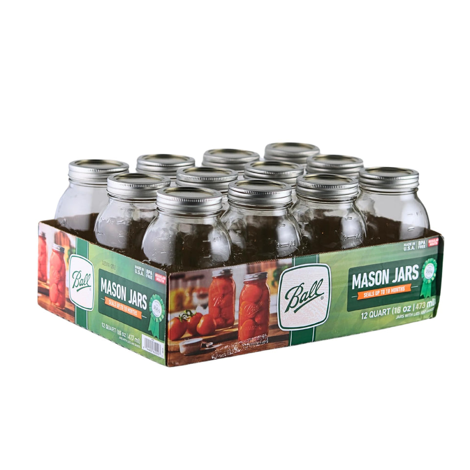 Ball 16oz regular-mouth jar with lid and band for secure food storage
