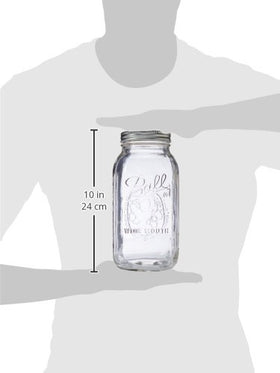 Ball 64oz wide-mouth jar 2-pack showing measuring lines for accurate portioning.