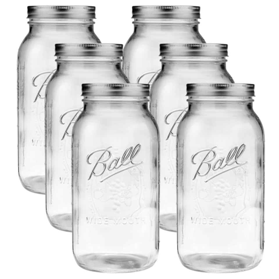 Ball 64oz wide mouth jar with lid and bands for durable pantry storage