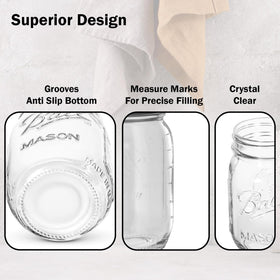 Ball jars suitable for canning, fermenting, and gifting crafts.
