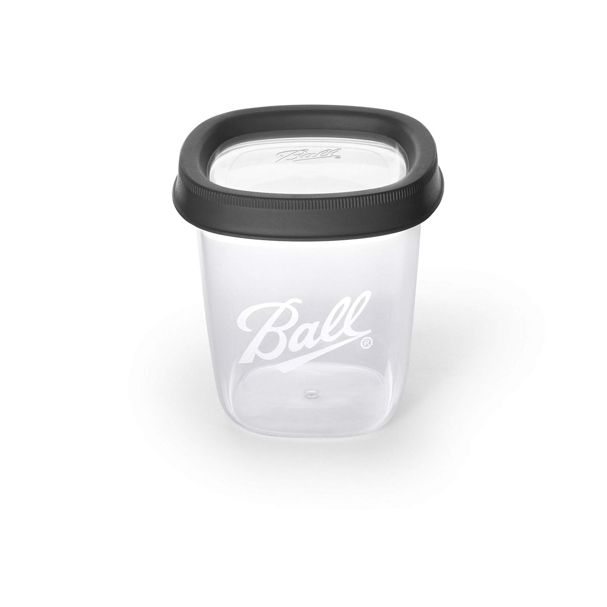Ball jar 16oz plastic freezer jars with clear window for easy contents view and labeling.